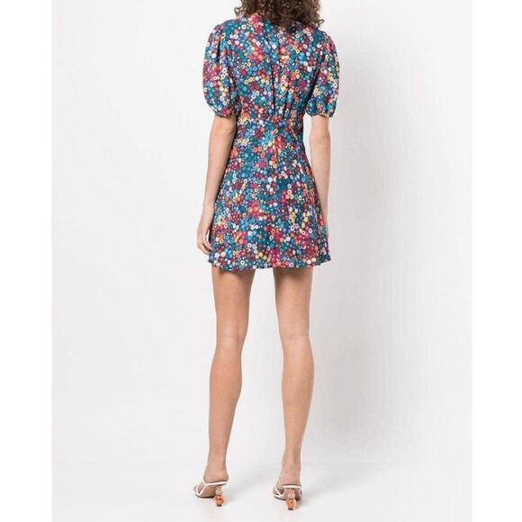 Staud Milla Floral Mini Dress Short Puff Sleeve V Neck Size 0 - Picture 2 of 12